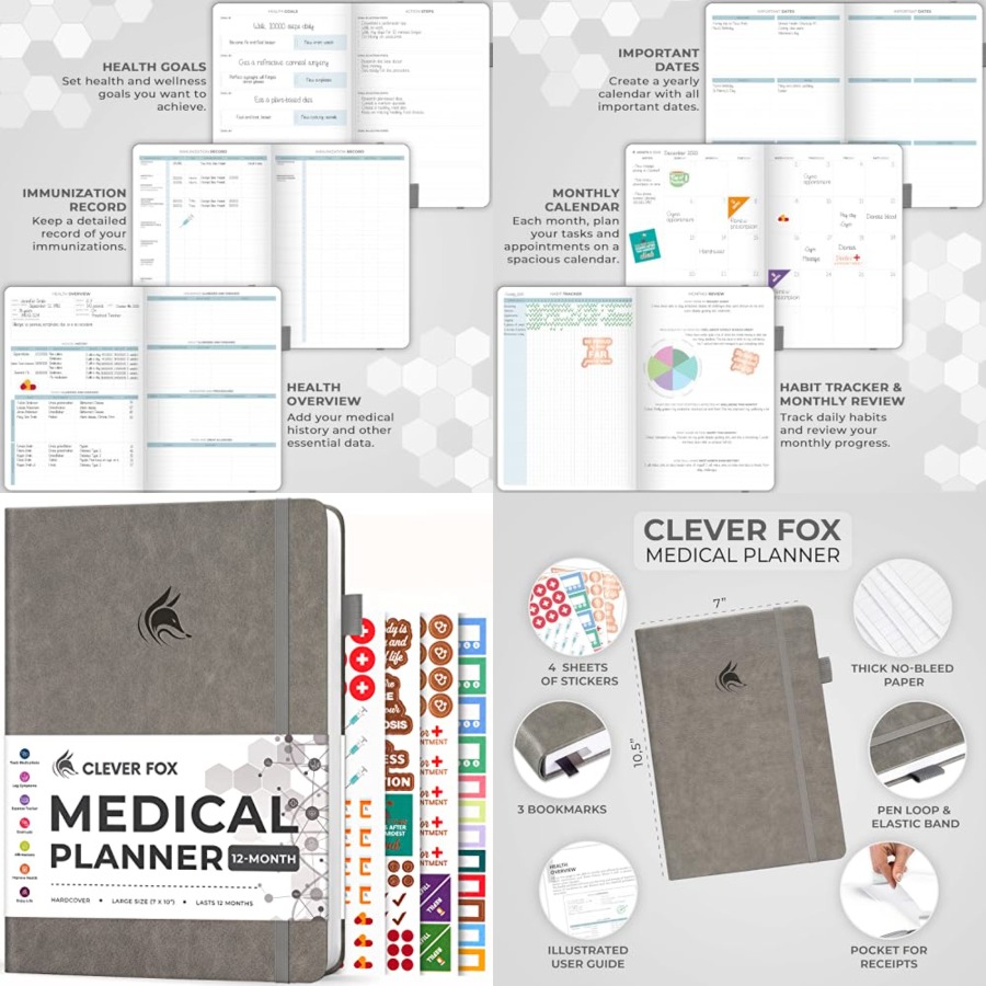 Large Medical Planner 12-Month - Health Wellness Journal review and price